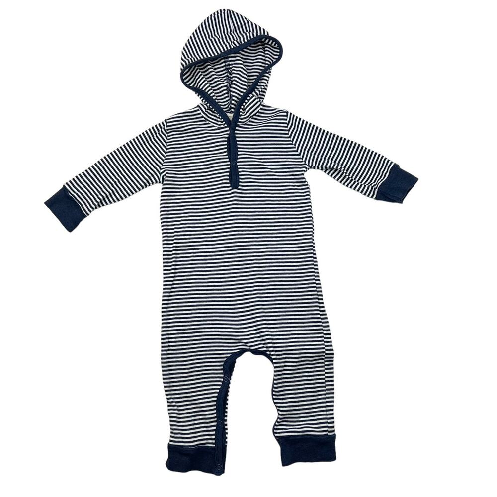 Monica + Andy Striped Organic Hooded Romper